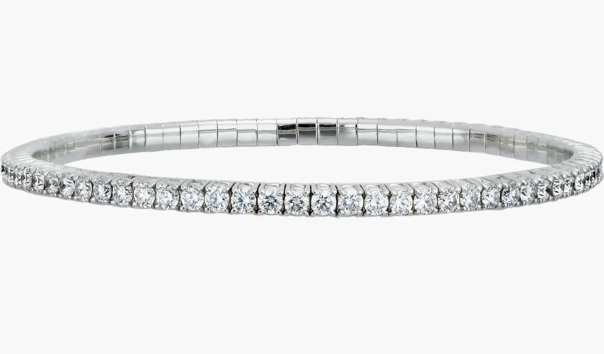 14k White Gold Diamond Stretch Bangle