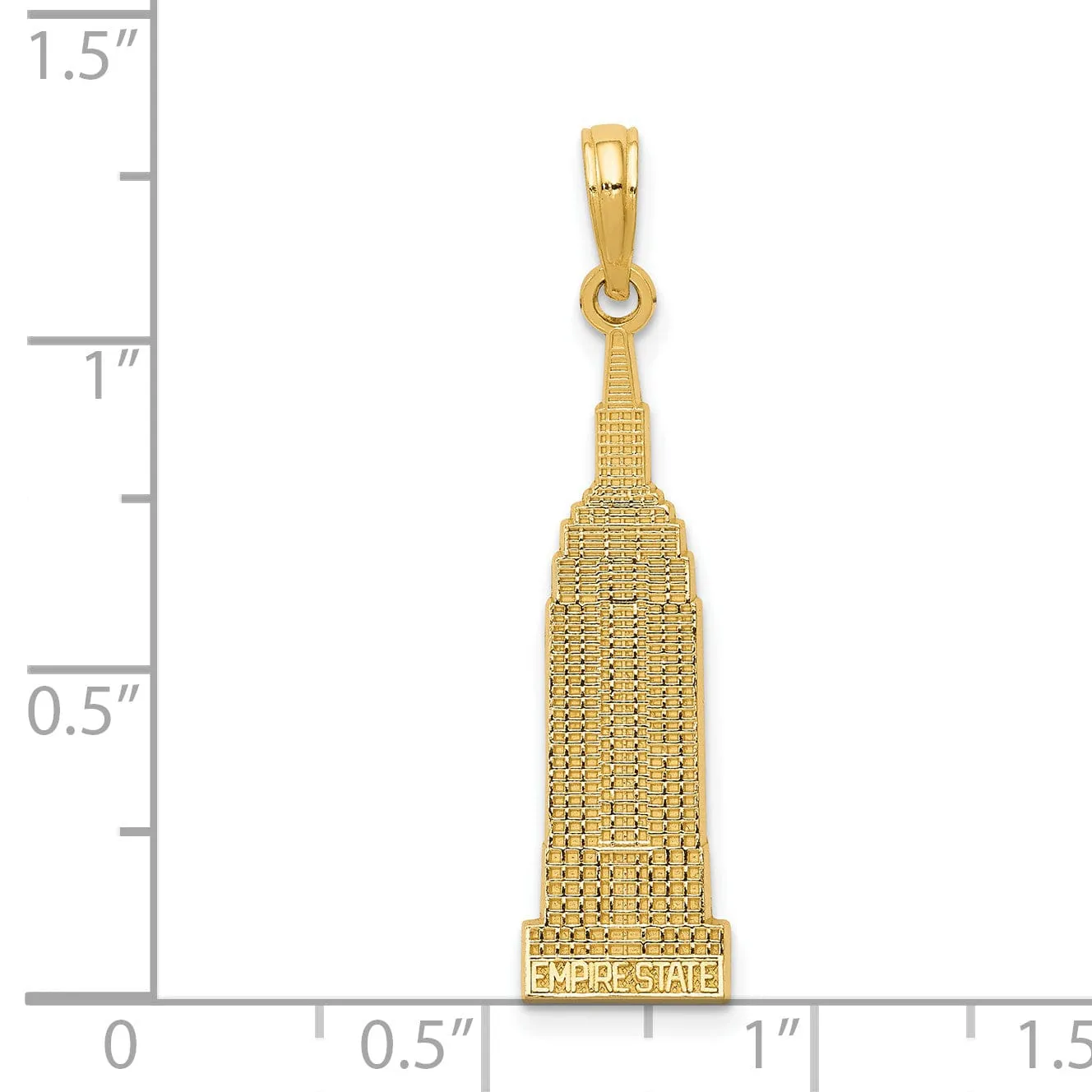 14k Yellow Gold Solid Textured Polished Finish New York City EMPIRE STATE Building Charm Pendant
