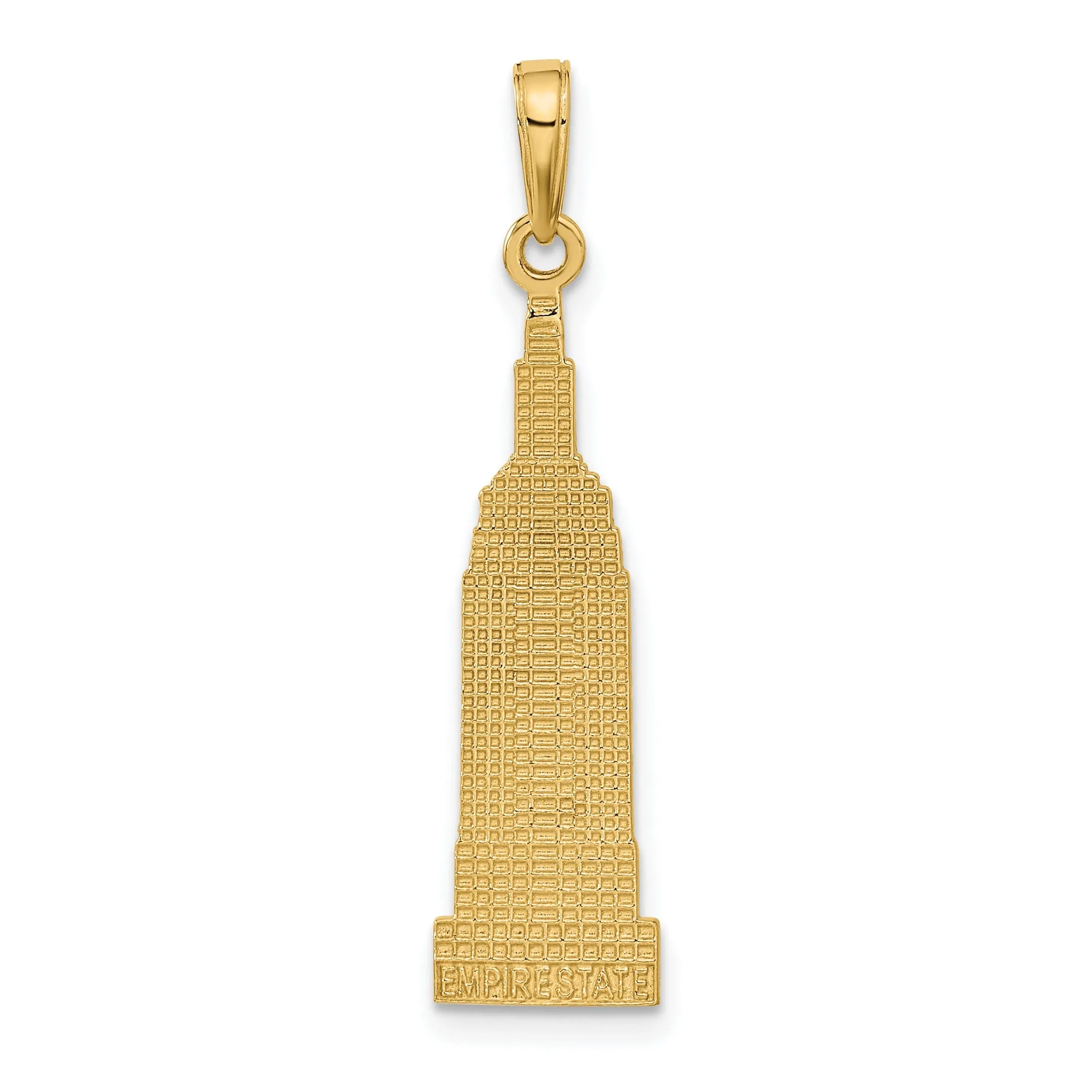 14k Yellow Gold Solid Textured Polished Finish New York City EMPIRE STATE Building Charm Pendant