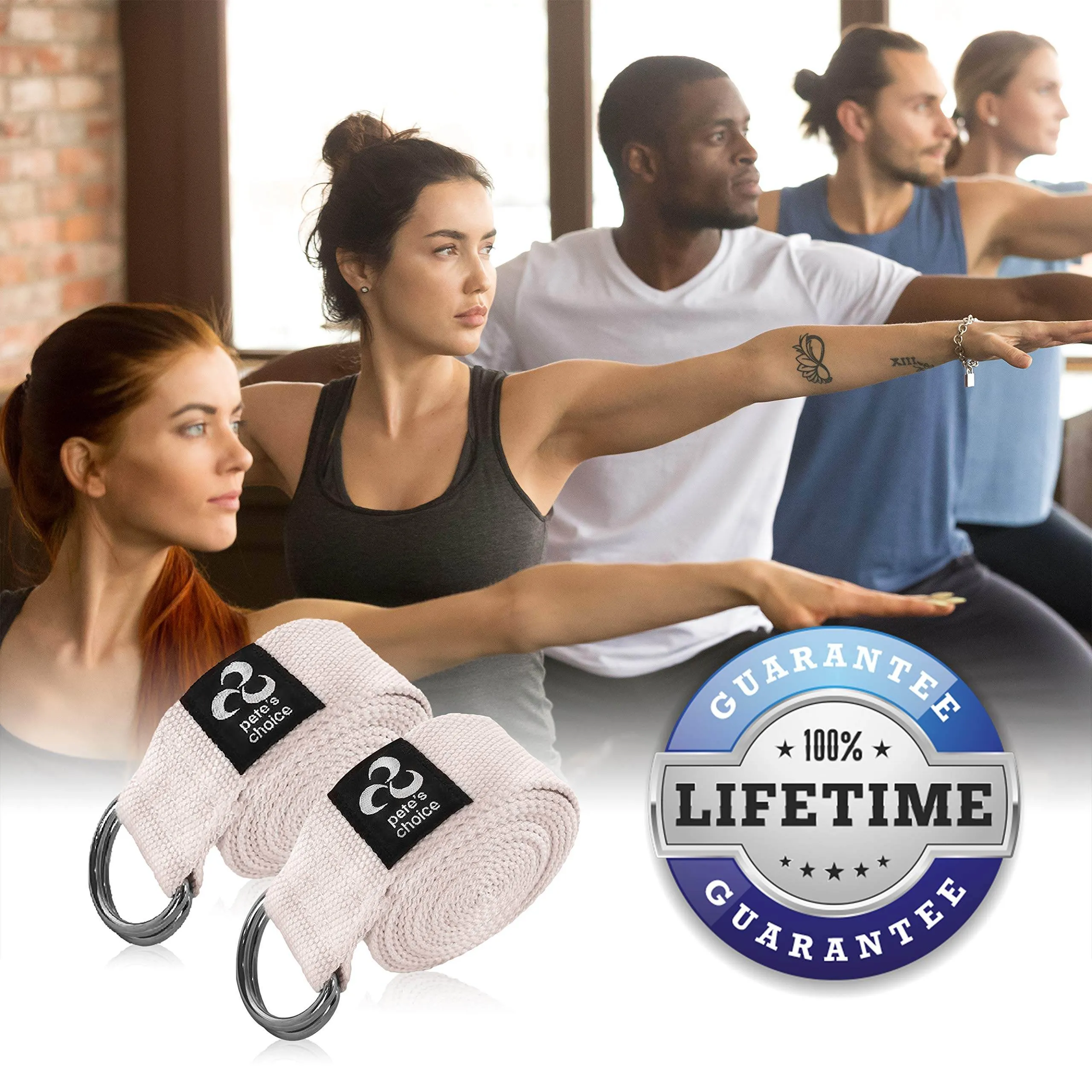 2 PACK Yoga Exercise Adjustable Straps 8Ft | BONUS eBook | with Durable D-Ring For Pilates & Gym Workouts | Hold Poses, Stretch, Improve Flexibility & Maintain Balance