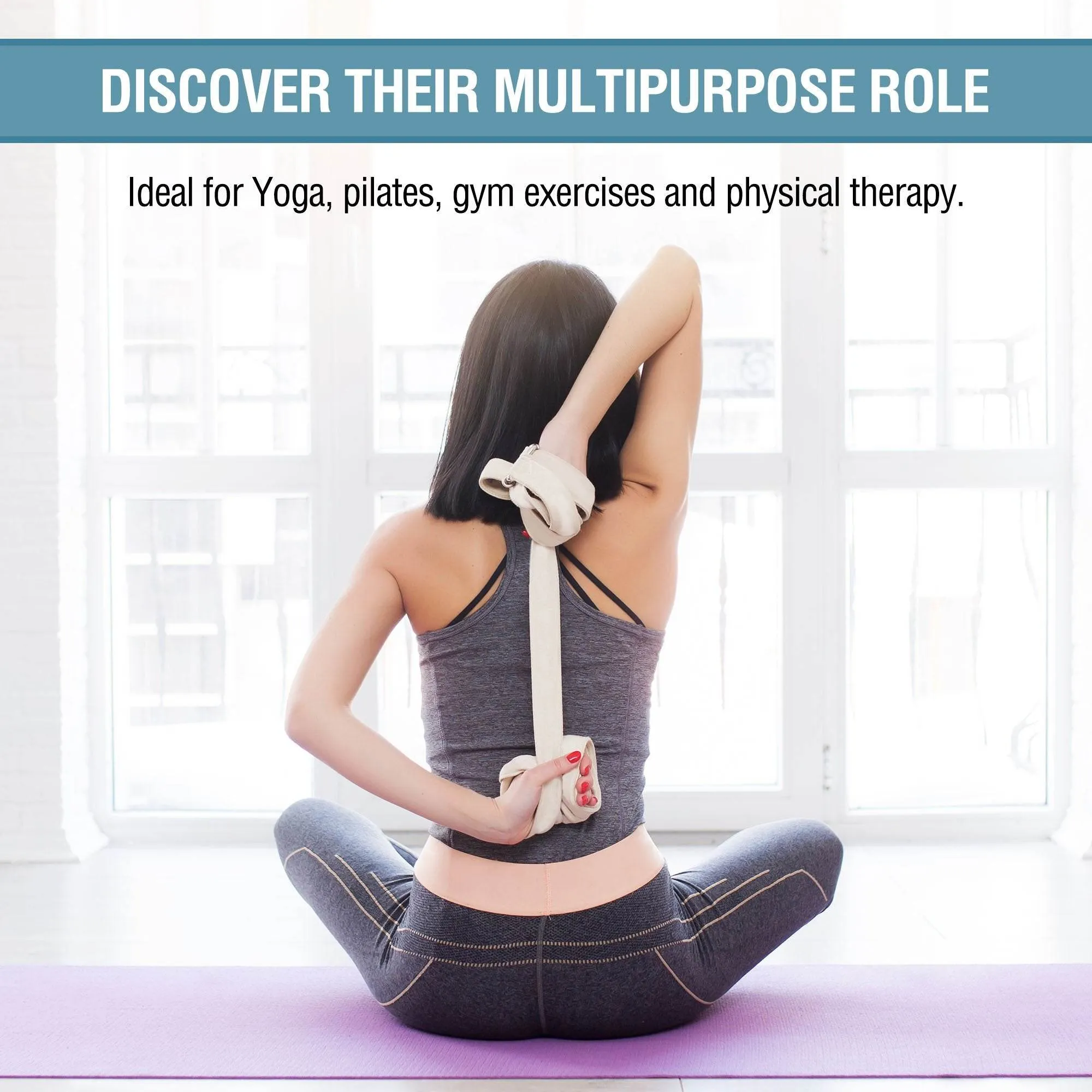 2 PACK Yoga Exercise Adjustable Straps 8Ft | BONUS eBook | with Durable D-Ring For Pilates & Gym Workouts | Hold Poses, Stretch, Improve Flexibility & Maintain Balance