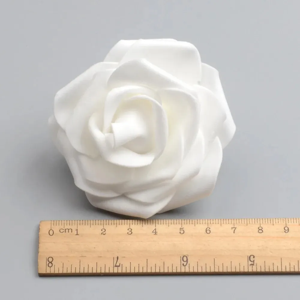 50pcs 6cm Artificial PE Foam White Roses for DIY Decoration