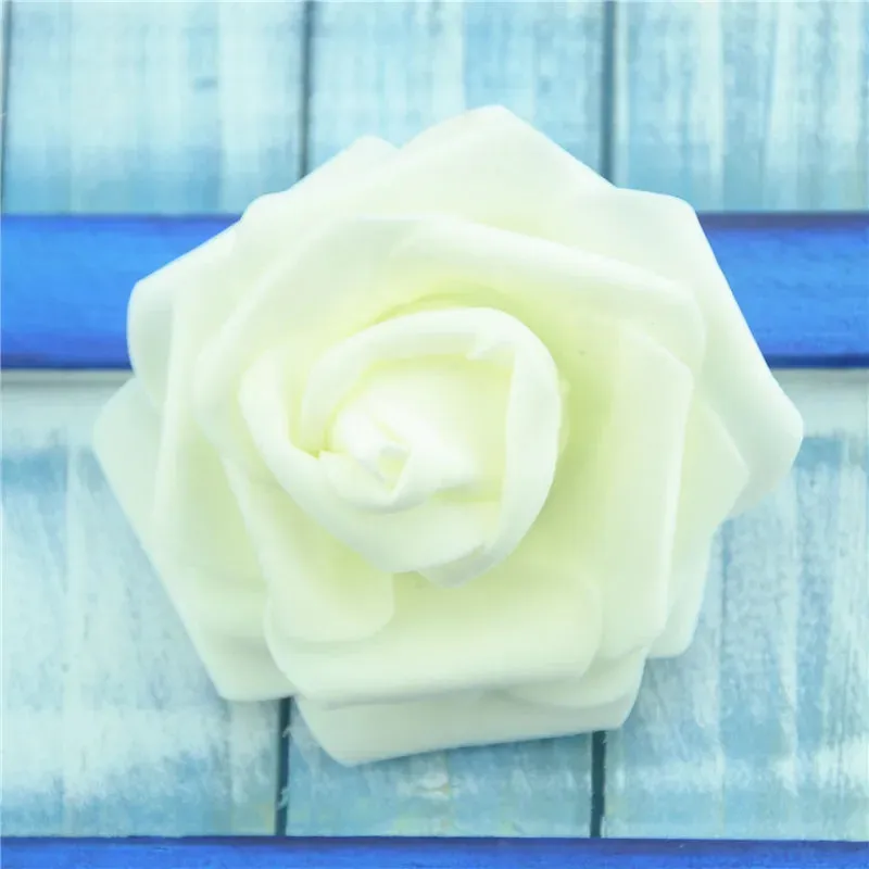 50pcs 6cm Artificial PE Foam White Roses for DIY Decoration