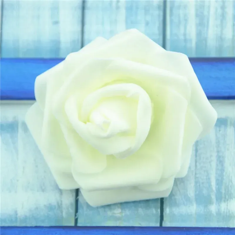 50pcs 6cm Artificial PE Foam White Roses for DIY Decoration