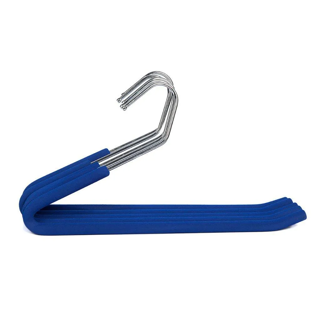 Absolutely Perfect Open End Trouser Hangers Slack Pant Hanger with Non-slip Foam Coated Blue 5-Pack