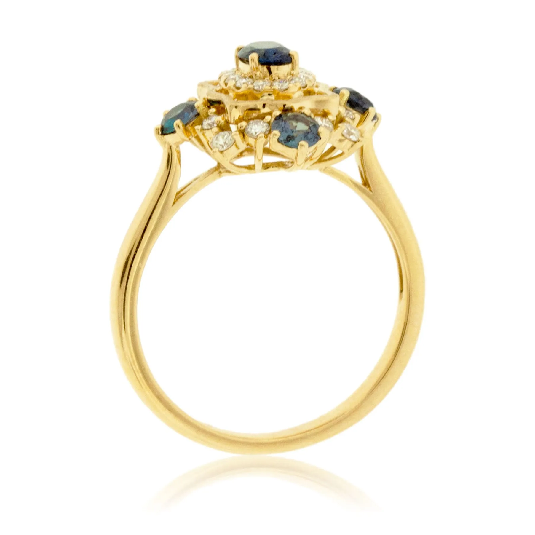 Alexandrite & Diamond Burst Halo Style Ring