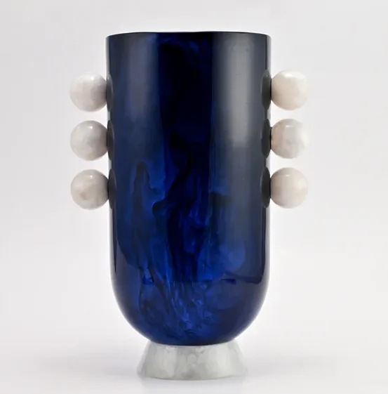 Allure Vase - Azure/Snowball Handle