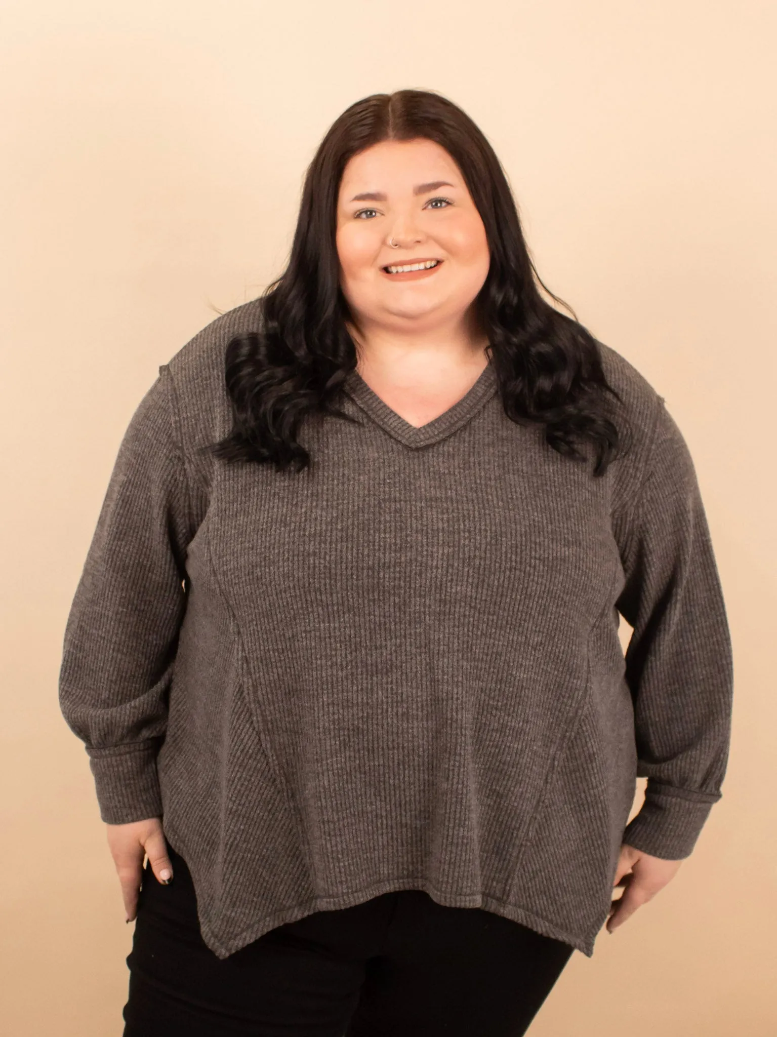 Always in Motion Top in Charcoal