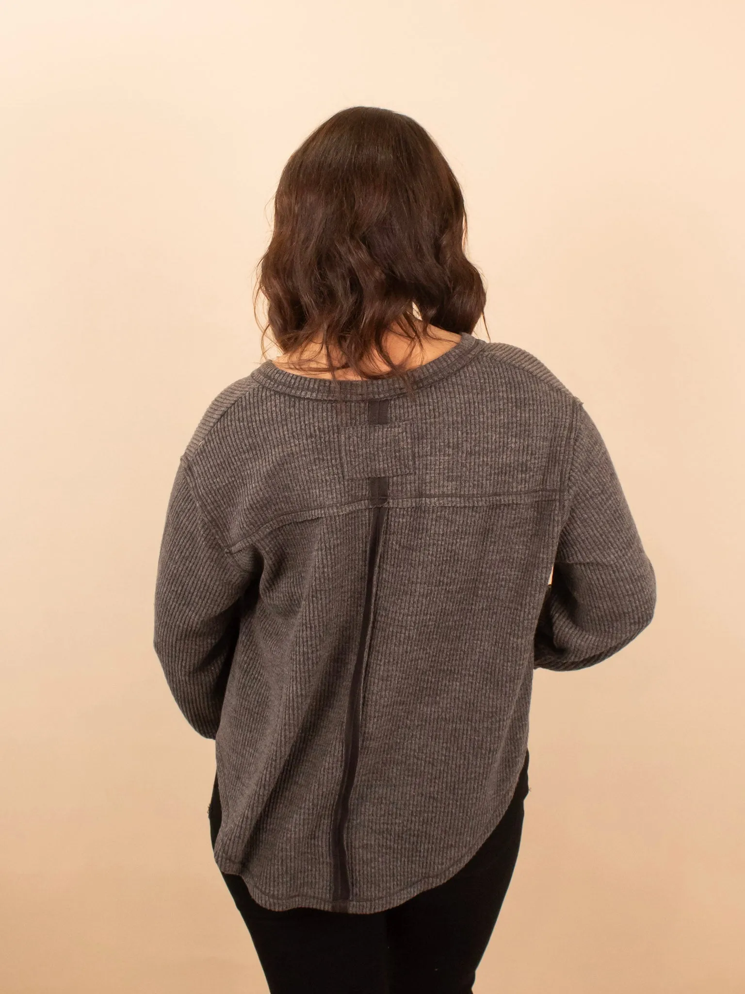 Always in Motion Top in Charcoal