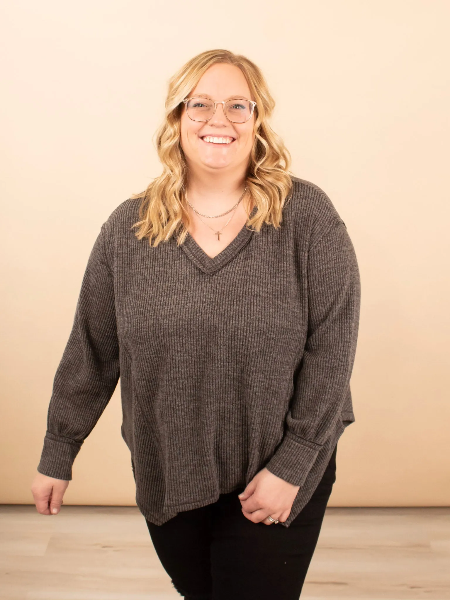 Always in Motion Top in Charcoal