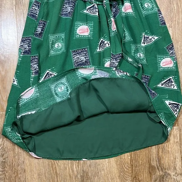 Anthro Porridge Midi Skirt Green Lined Pockets Side Tie Size Medium M Elastic