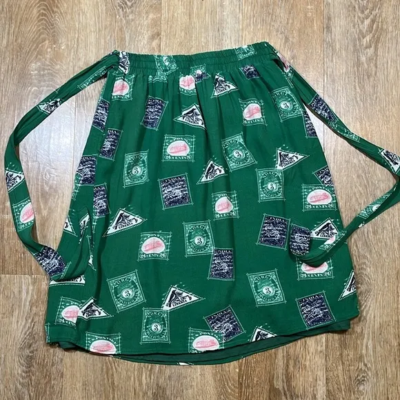 Anthro Porridge Midi Skirt Green Lined Pockets Side Tie Size Medium M Elastic