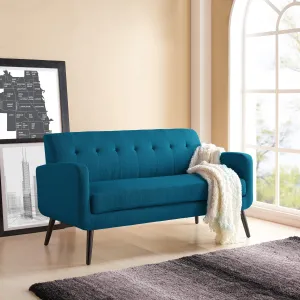 Araceli Sofa Mid Century Modern Peacock Blue Linen Sofa with solid wood legs, Seats 3 people & up to 900 Lbs! Retails $949 