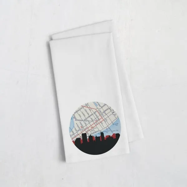 Atlantic City, New Jersey city skyline with vintage Atlantic City map