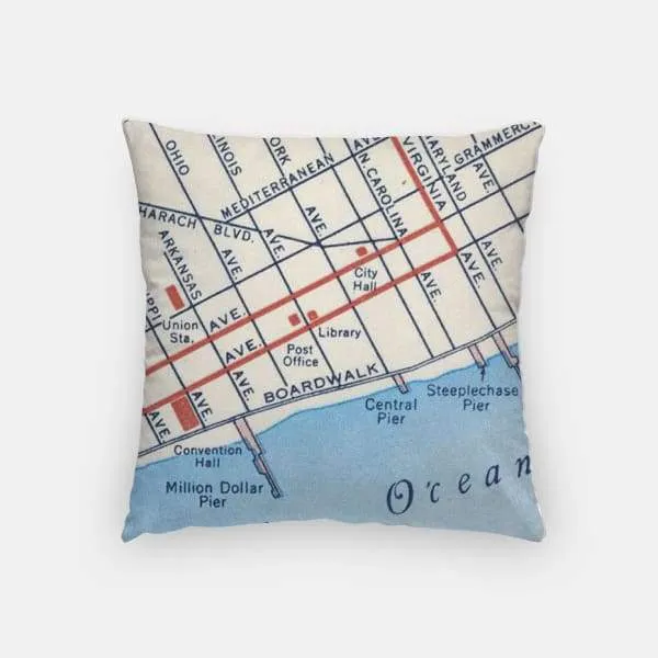 Atlantic City, New Jersey city skyline with vintage Atlantic City map