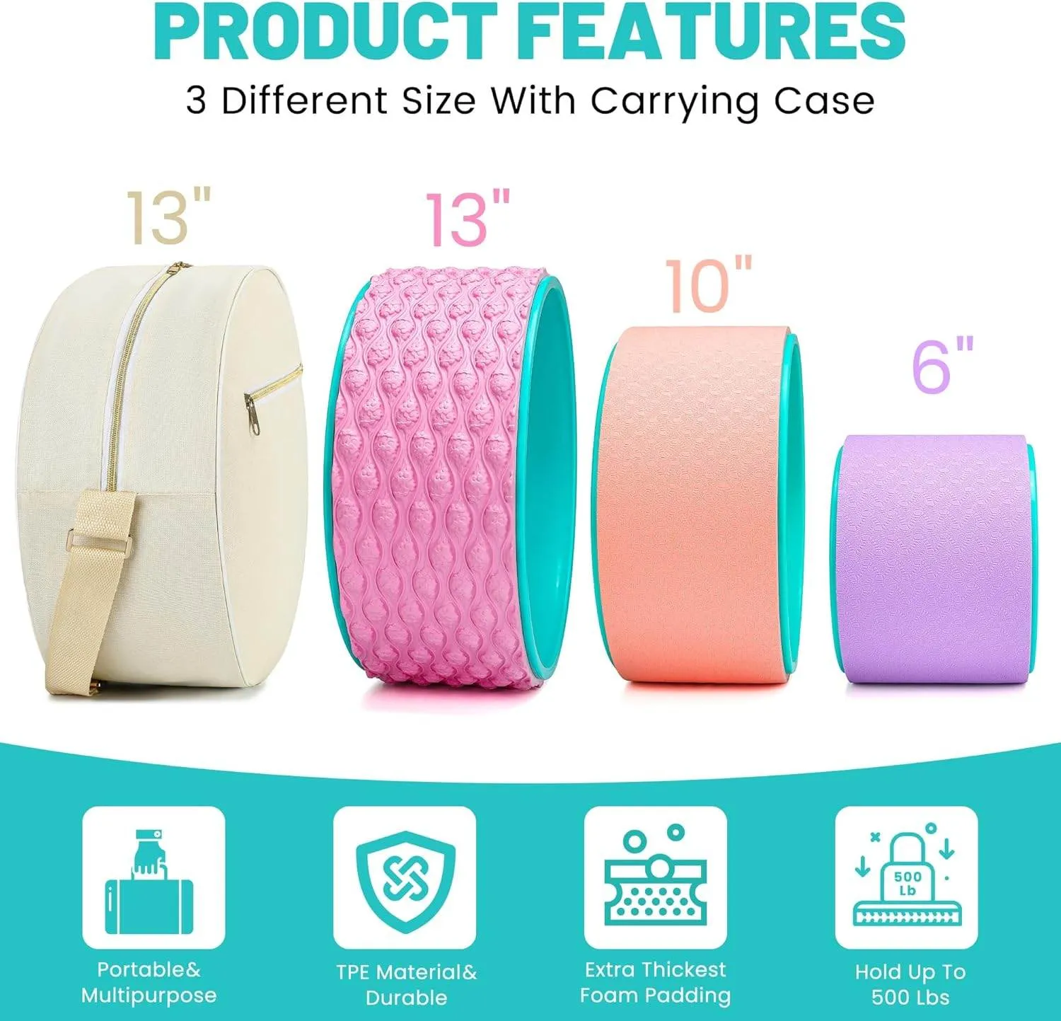 Back Roller Set, Back Roller Foam for Back Pain, Back Wheel for Deep Tissue Massage, Yoga Wheel for Back Pain & Stretching, Back Cracker