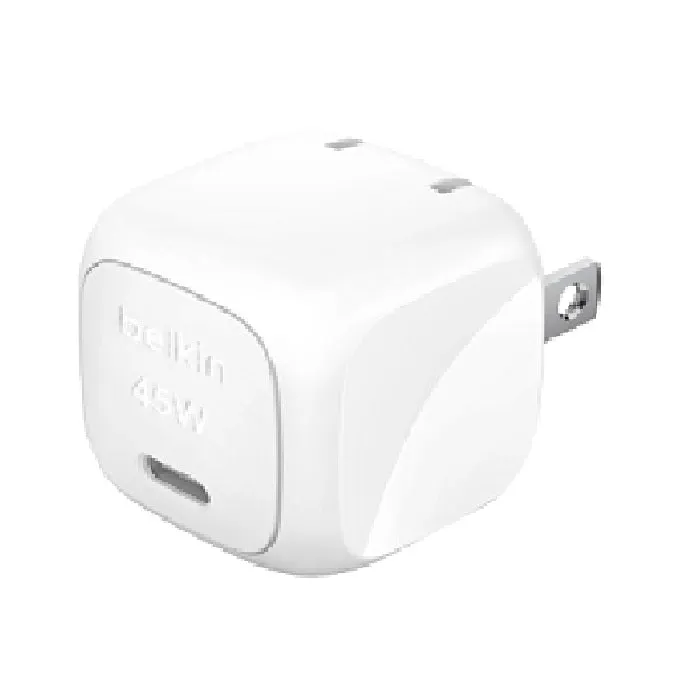 Belkin BoostCharge Compact USB-C PD Wall Charger with PPS 45W - White (WCA013auWH), Travel Friendly,  (CEW) Coverage of Up to $2,500, 2 Years Warranty