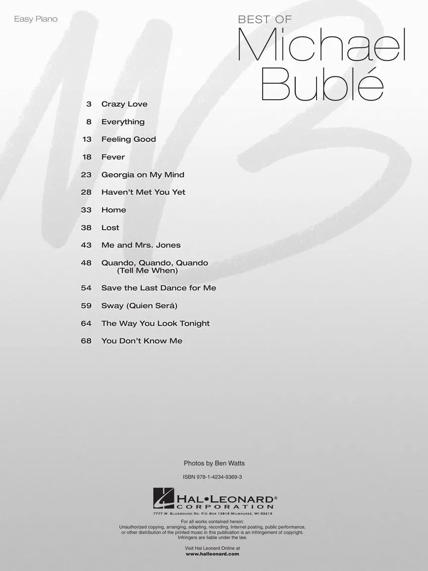 Best of Michael Buble for Easy Piano