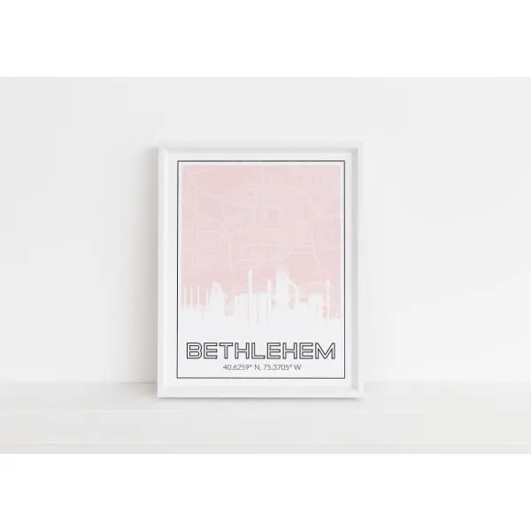 Bethlehem steel stacks, city map, and city coordinates