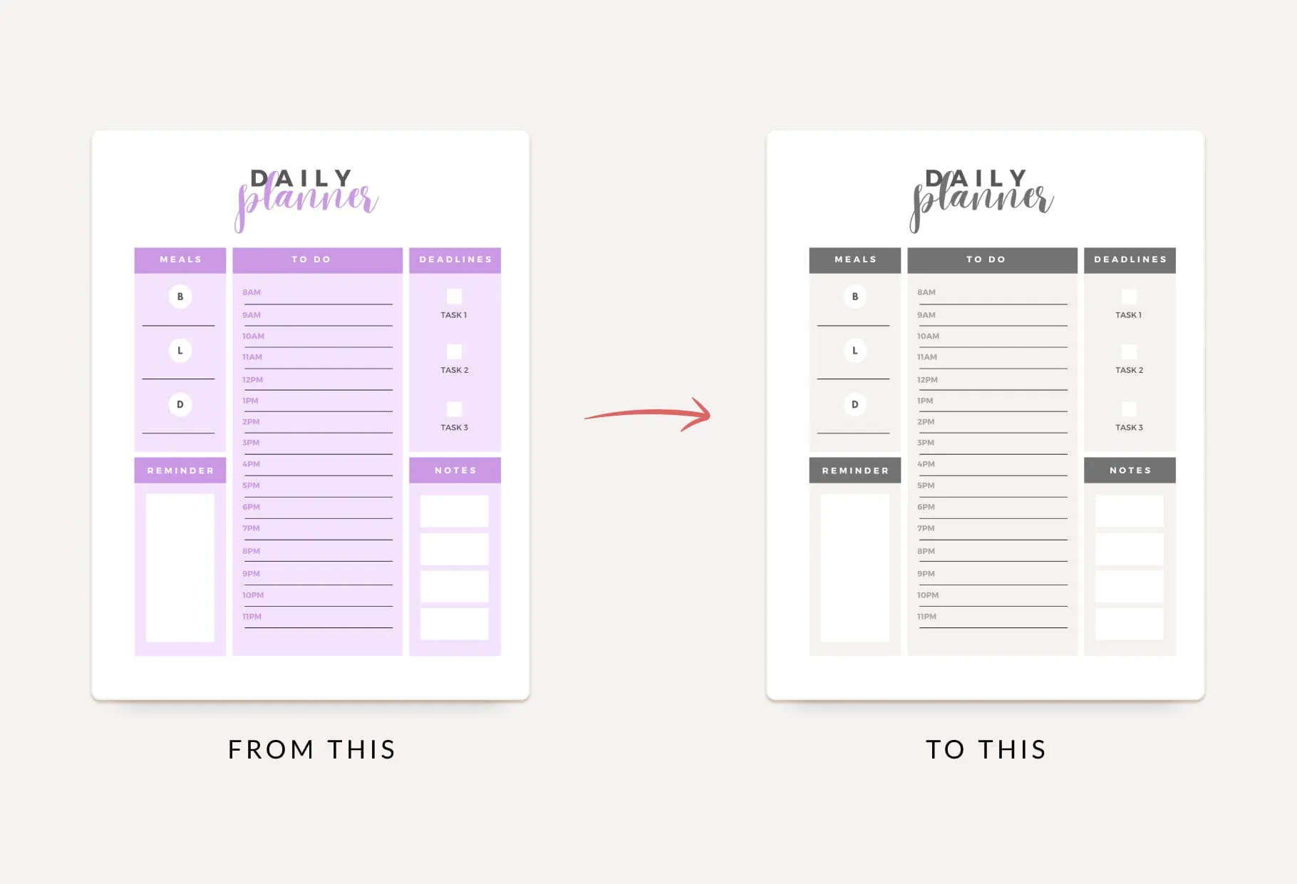Bright Lilac Daily Planner Printable and Editable Canva Template
