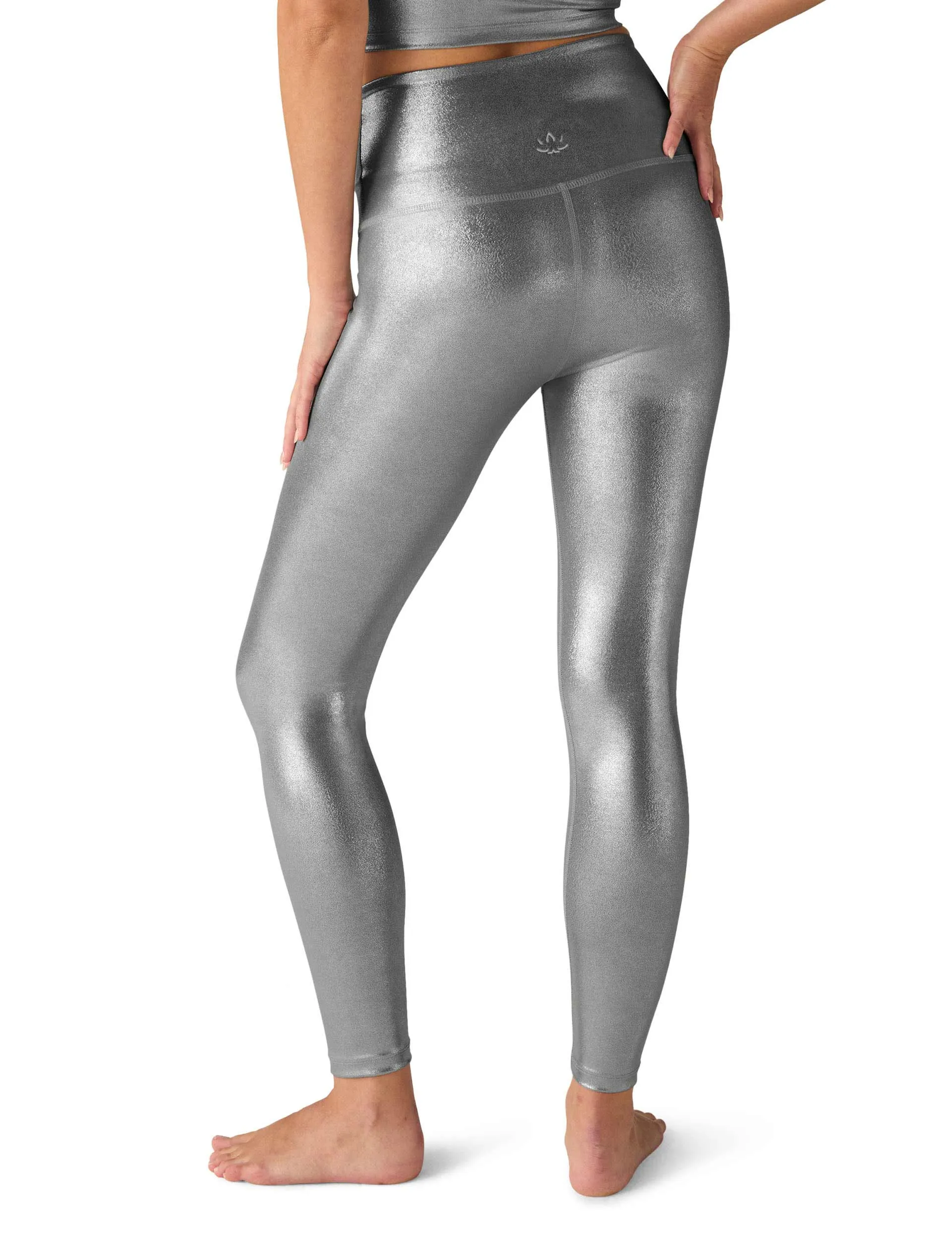 Caught In The Midi High Waisted Legging - Liquid Silver