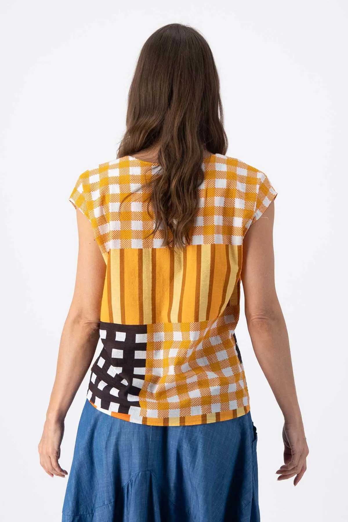 Central Park Tee Orange in Seersucker