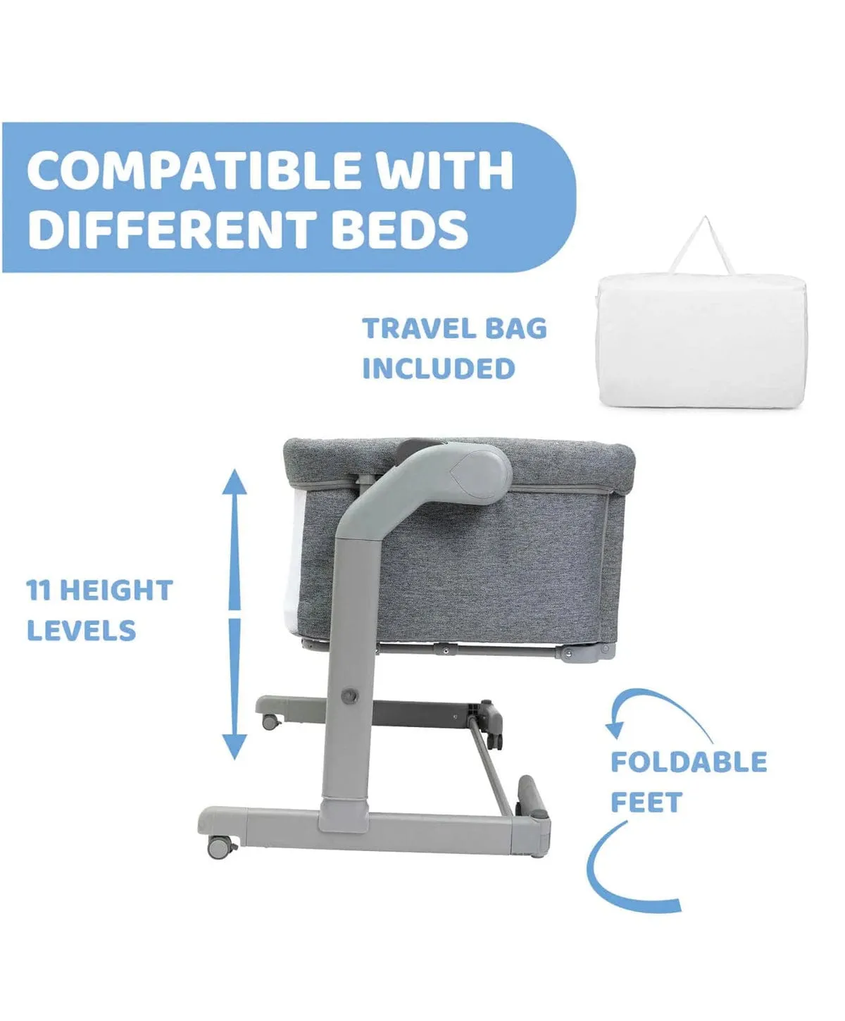Chicco Next2Me Magic Evo Bedside Crib - Dark Grey