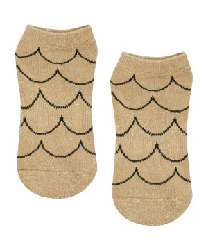 Classic Low Rise Grip Socks - Scallop Gold