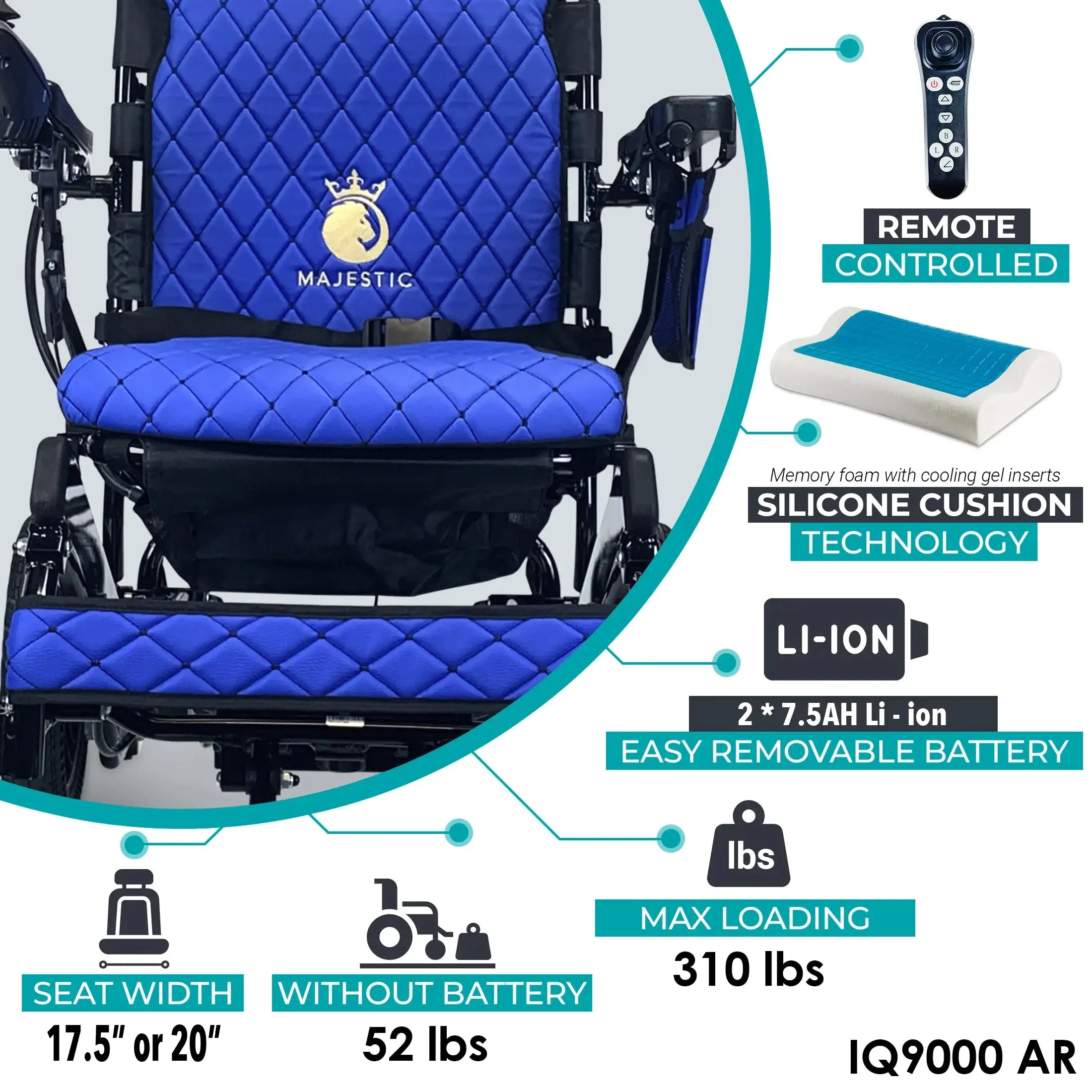 ComfyGO Majestic IQ-9000 Auto Reclining - Power Wheelchair