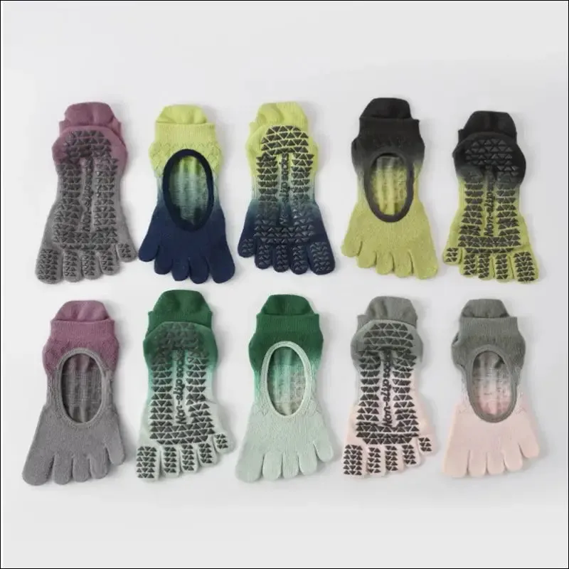 Cute pilates five toe socks for women - non-slip silicone low-ankle yoga socks