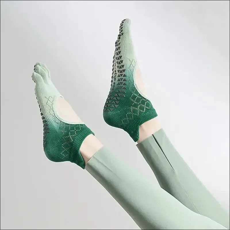 Cute pilates five toe socks for women - non-slip silicone low-ankle yoga socks