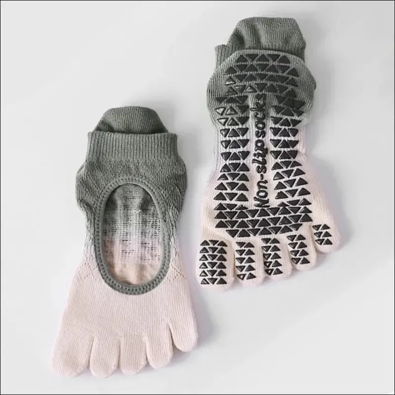 Cute pilates five toe socks for women - non-slip silicone low-ankle yoga socks
