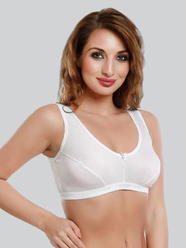 Daisy Dee White Non Padded Non Wired Full Coverage Sports Bra NLRA-White