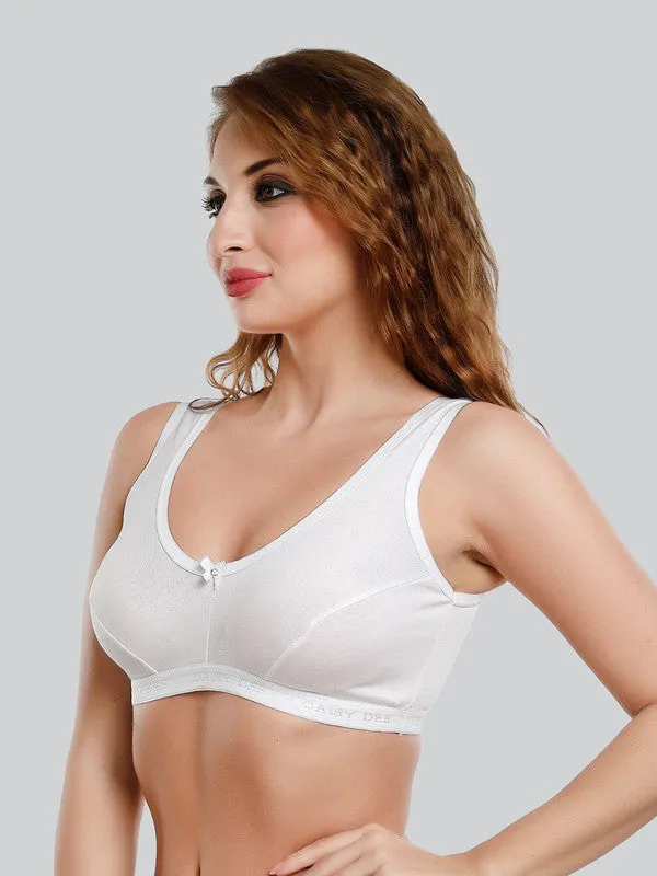 Daisy Dee White Non Padded Non Wired Full Coverage Sports Bra NLRA-White
