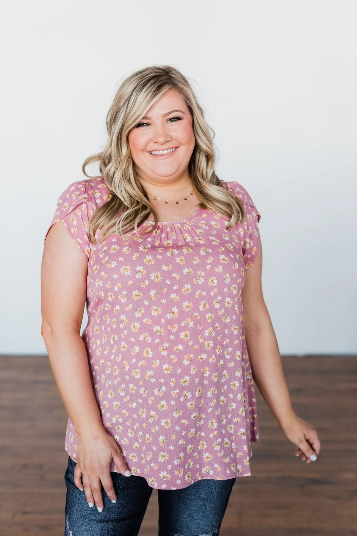 Dancing In Fields Floral Top- Pink