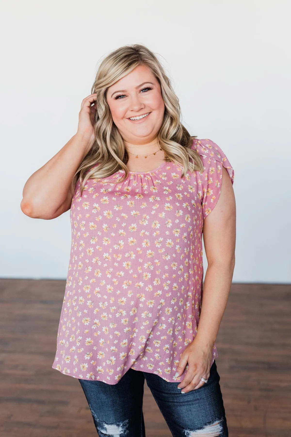 Dancing In Fields Floral Top- Pink