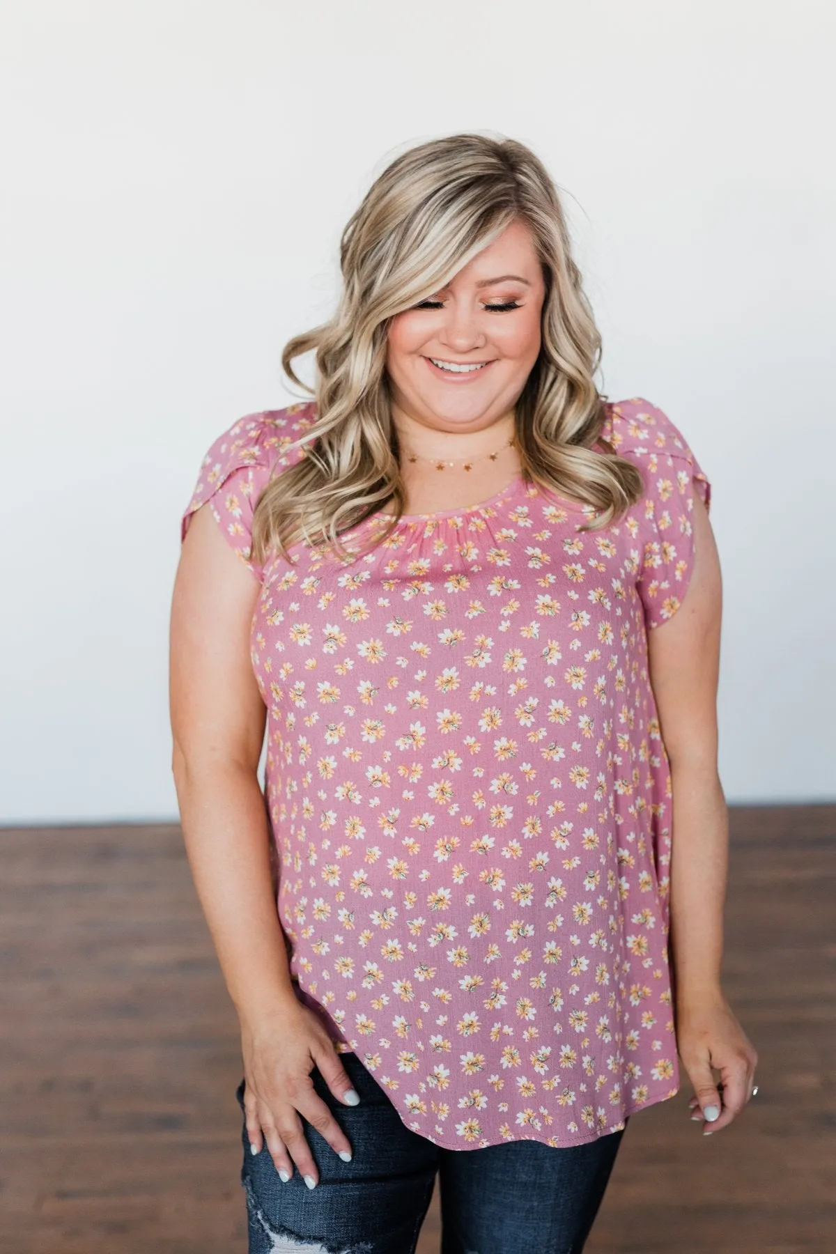 Dancing In Fields Floral Top- Pink