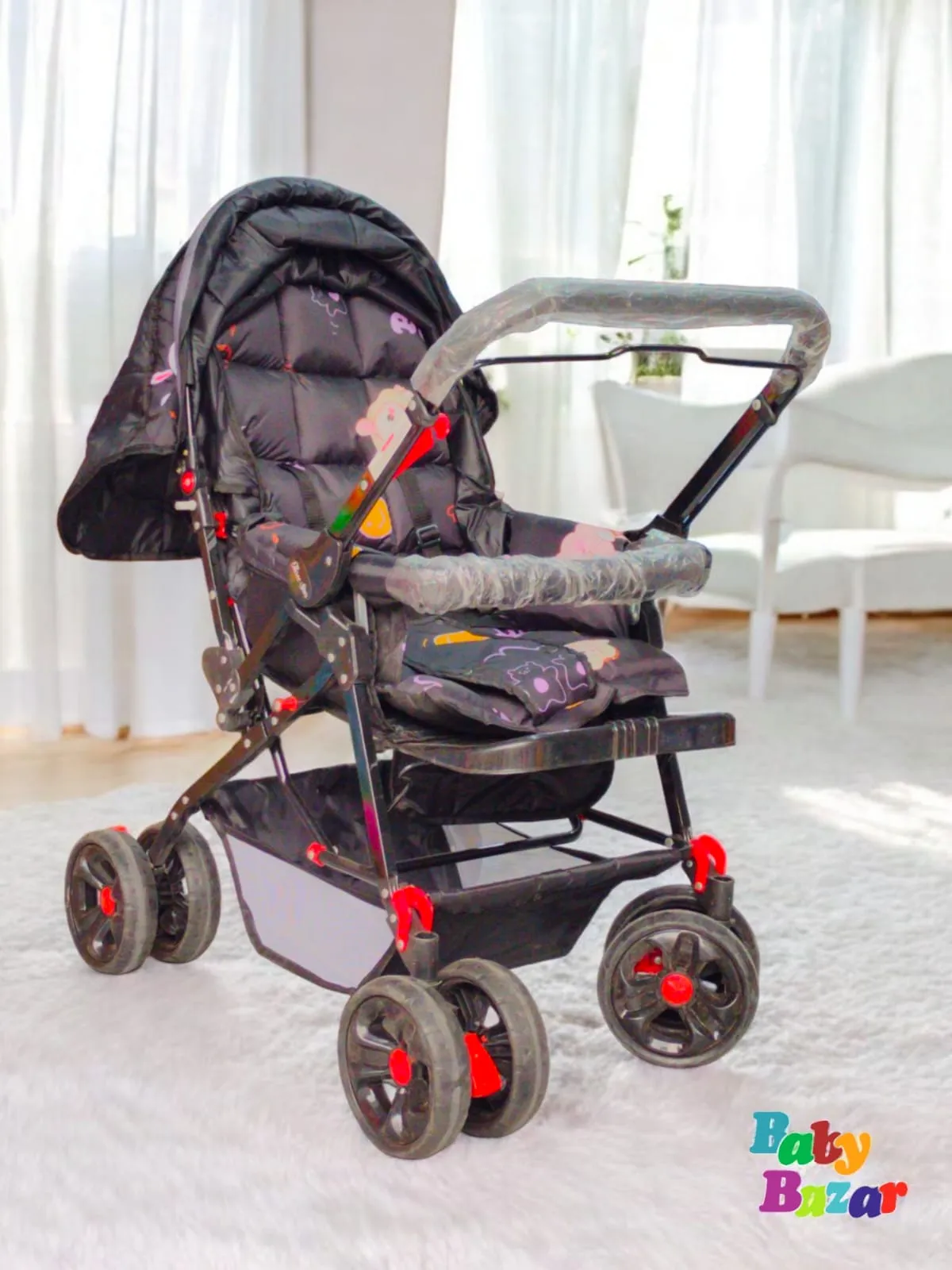 Deluxe Baby Stroller with Recliner & Canopy – Comfortable, Foldable & Travel-Friendly