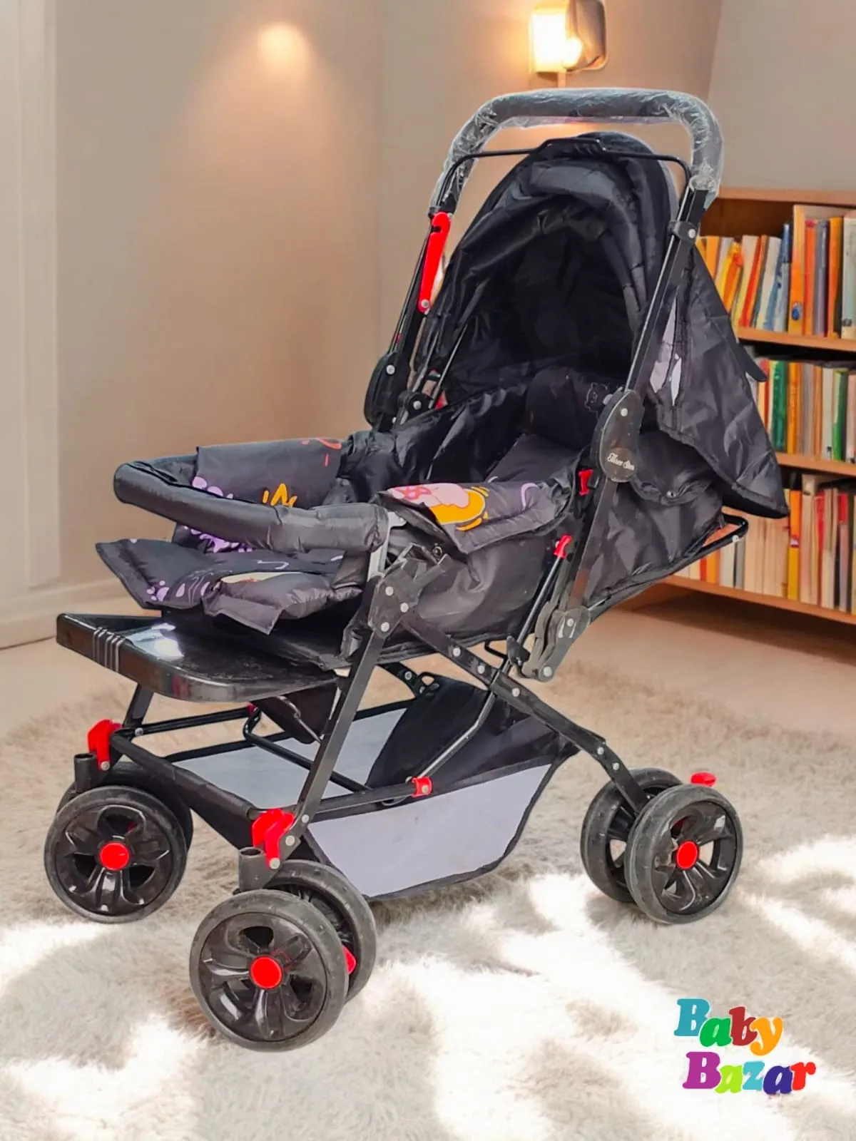Deluxe Baby Stroller with Recliner & Canopy – Comfortable, Foldable & Travel-Friendly