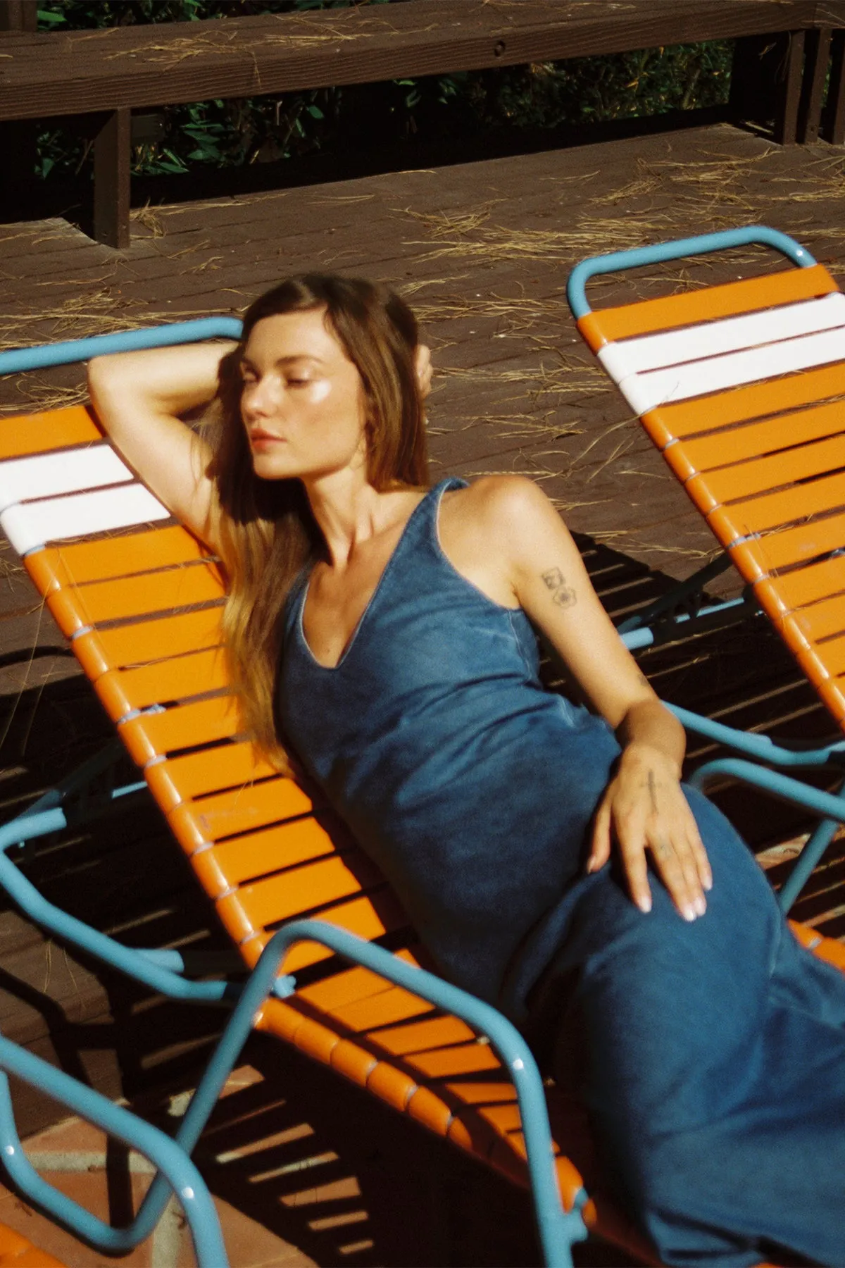 Denim V Slip Dress - Soft Denim