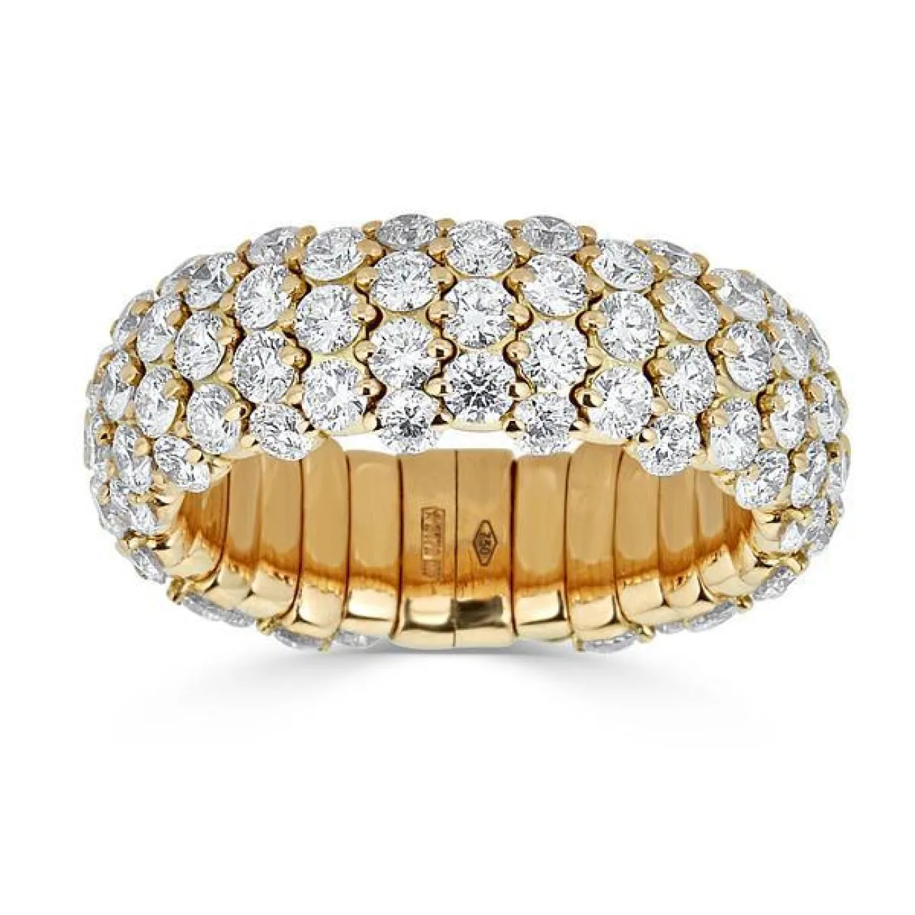 Diamond Domed 18K Yellow Gold Stretch Small Ring