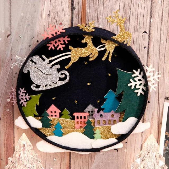 DIY Kit Christmas Felt Circle Wall Hanging Decoration