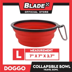Doggo Collapsible Travel Bowl Large Size (Red) Foldable Pet Feeding Bowl