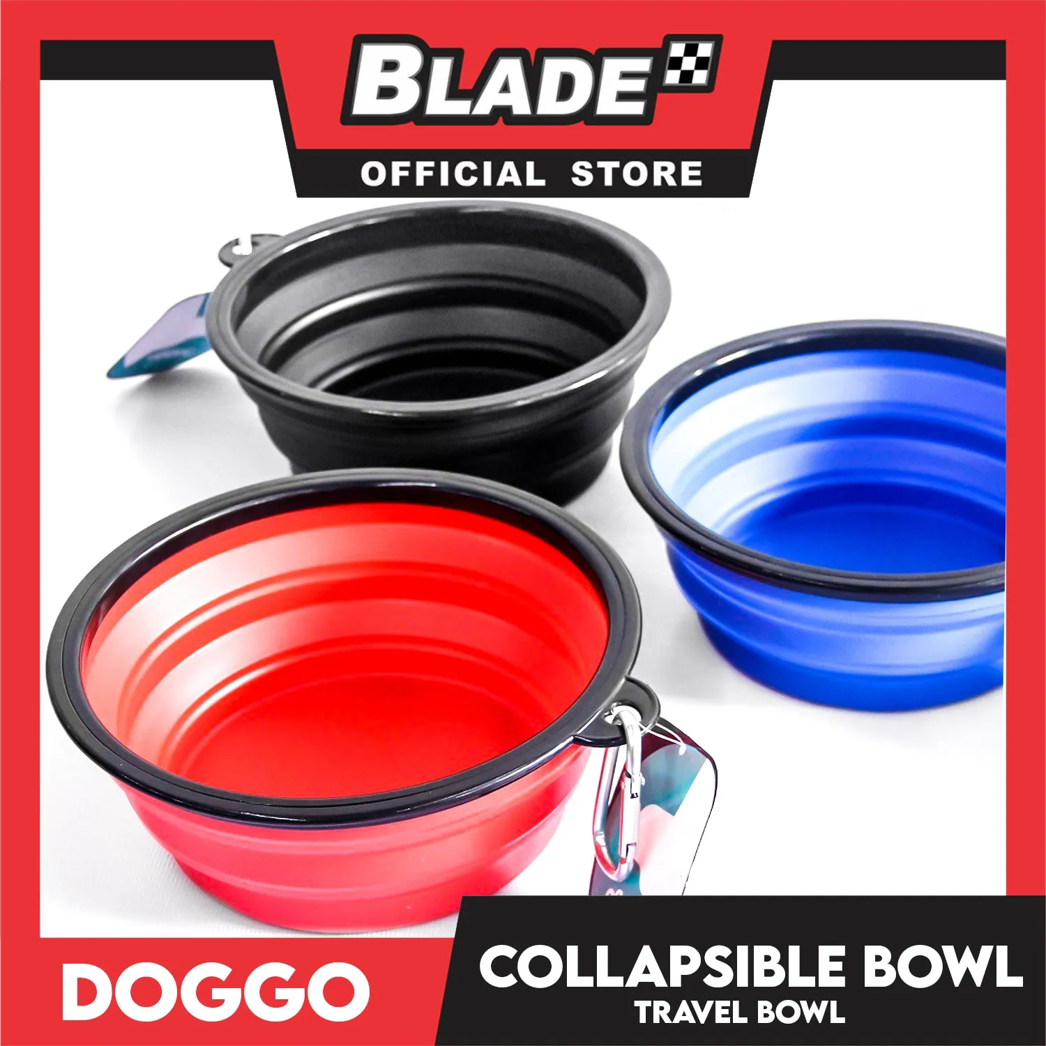 Doggo Collapsible Travel Bowl Large Size (Red) Foldable Pet Feeding Bowl