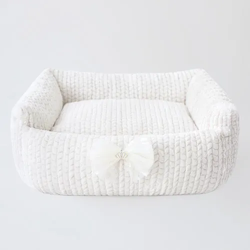 Dolce Dog Bed in Mint, Rosewater Pink, Ivory and Sterling Grey