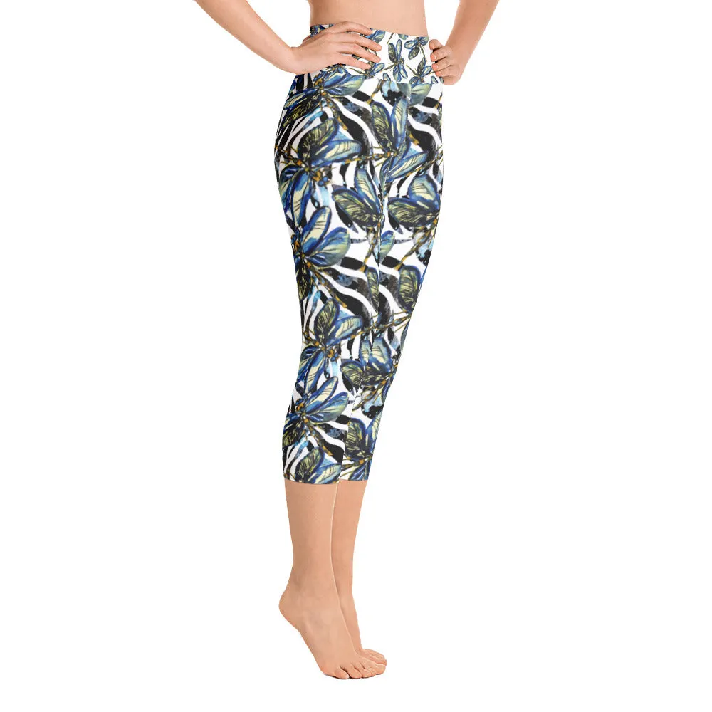 Dragonflies on Zebra - Yoga Capri Leggings