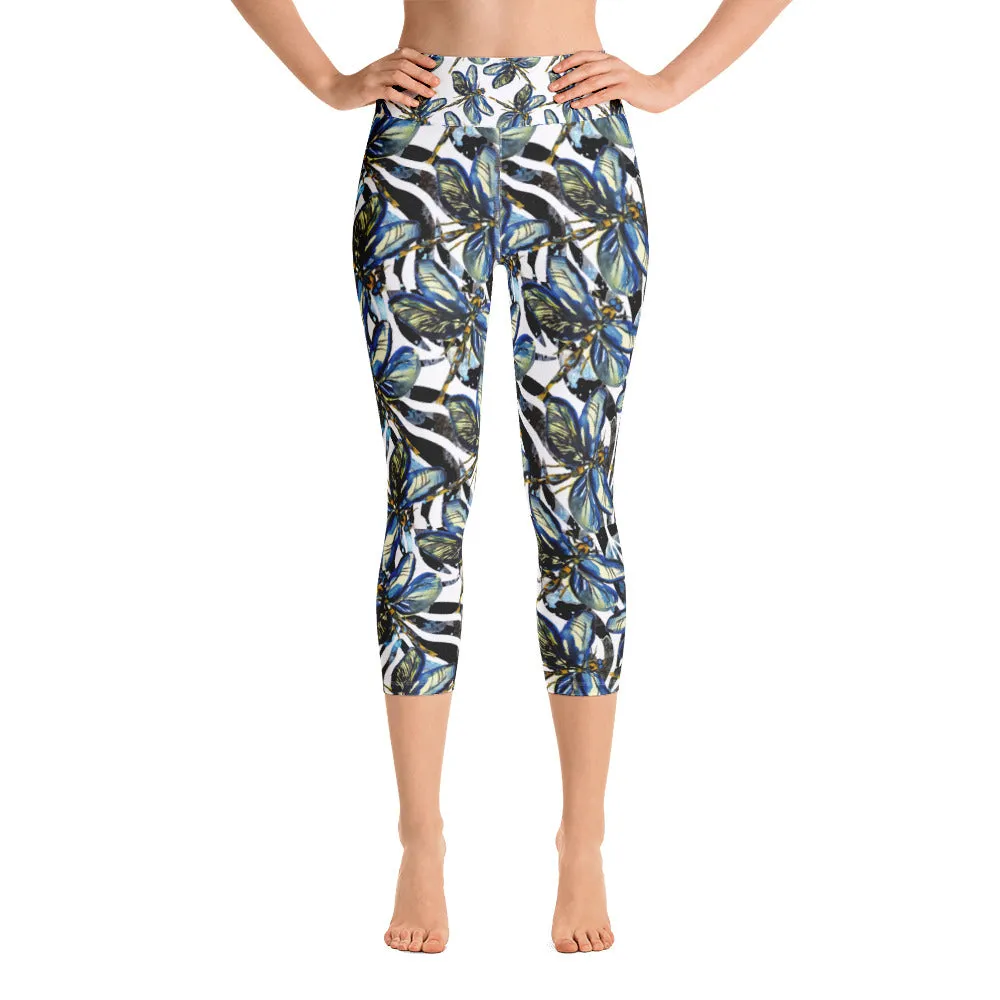 Dragonflies on Zebra - Yoga Capri Leggings