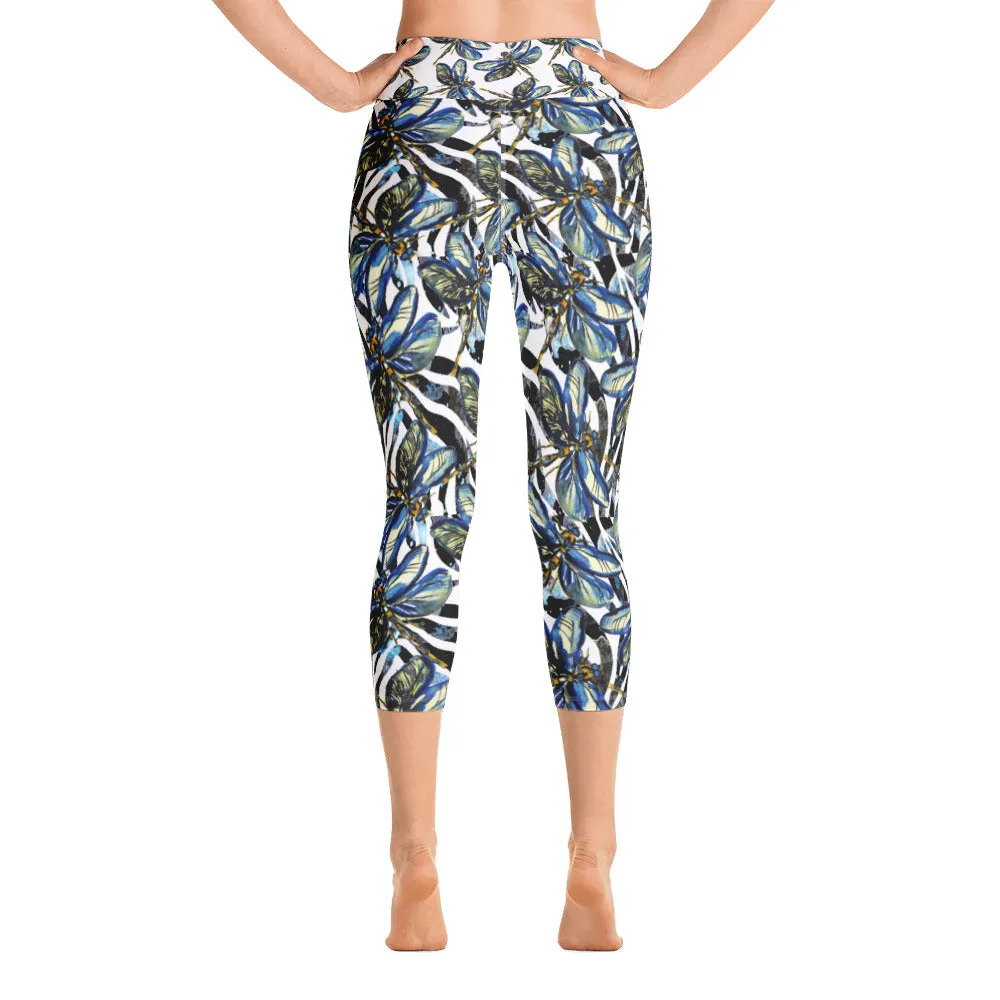 Dragonflies on Zebra - Yoga Capri Leggings