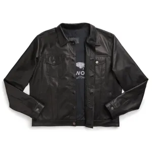 ELBERT BUTTON UP LEATHER JACKET - BLACK