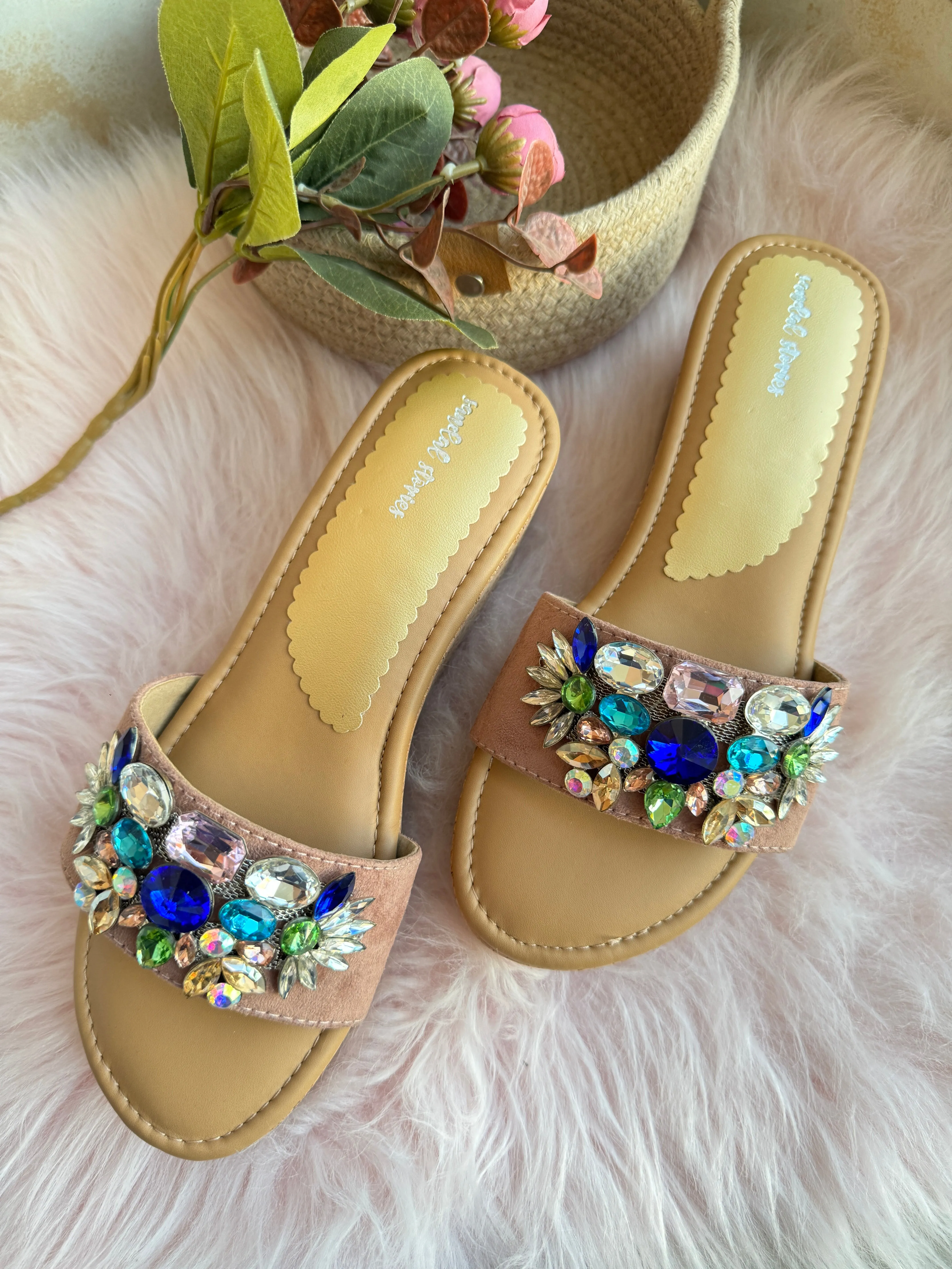 Embellished Wedges Slip-Ons